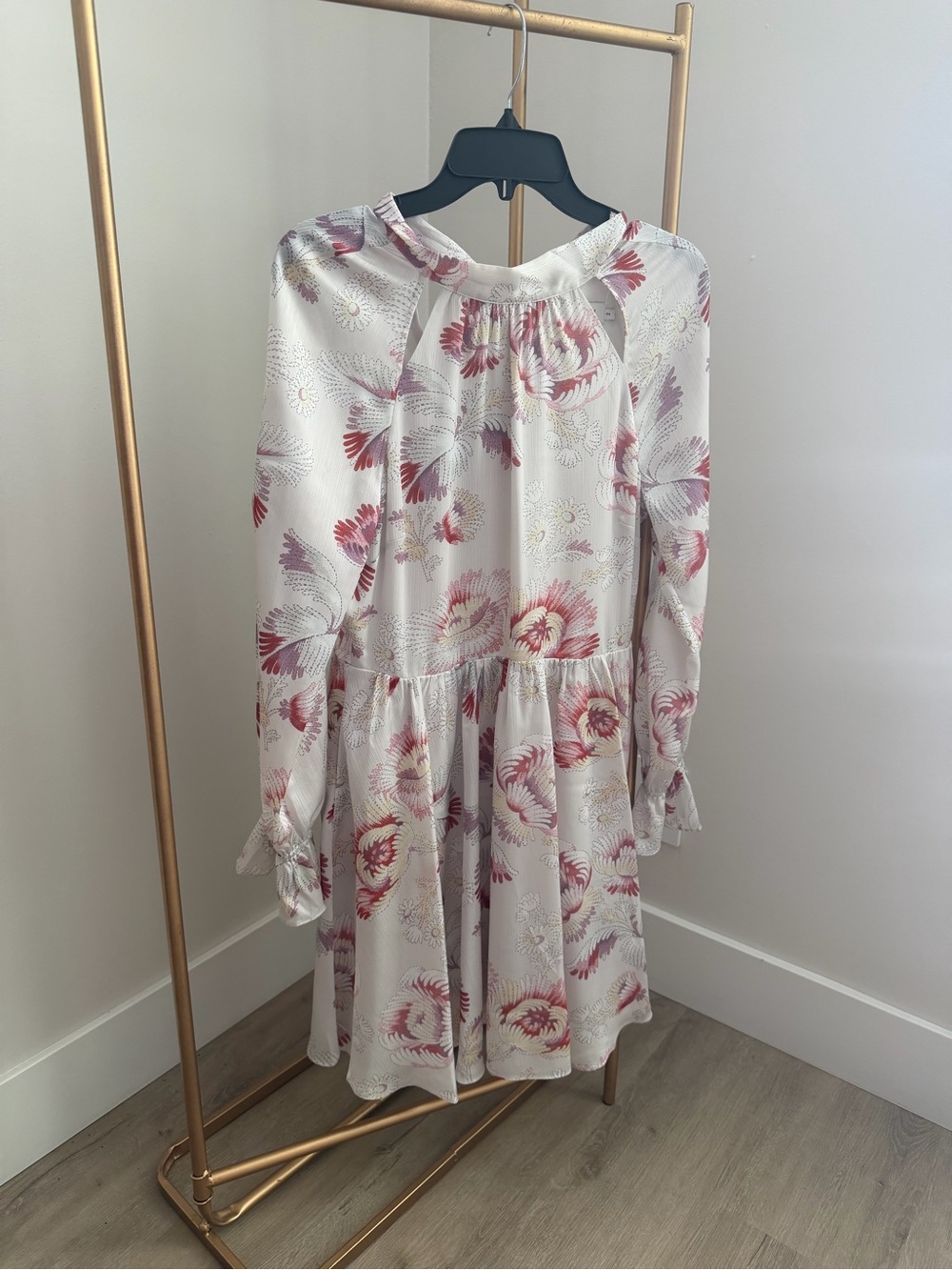 Ted Baker White Floral Long Sleeve Tiered Dress